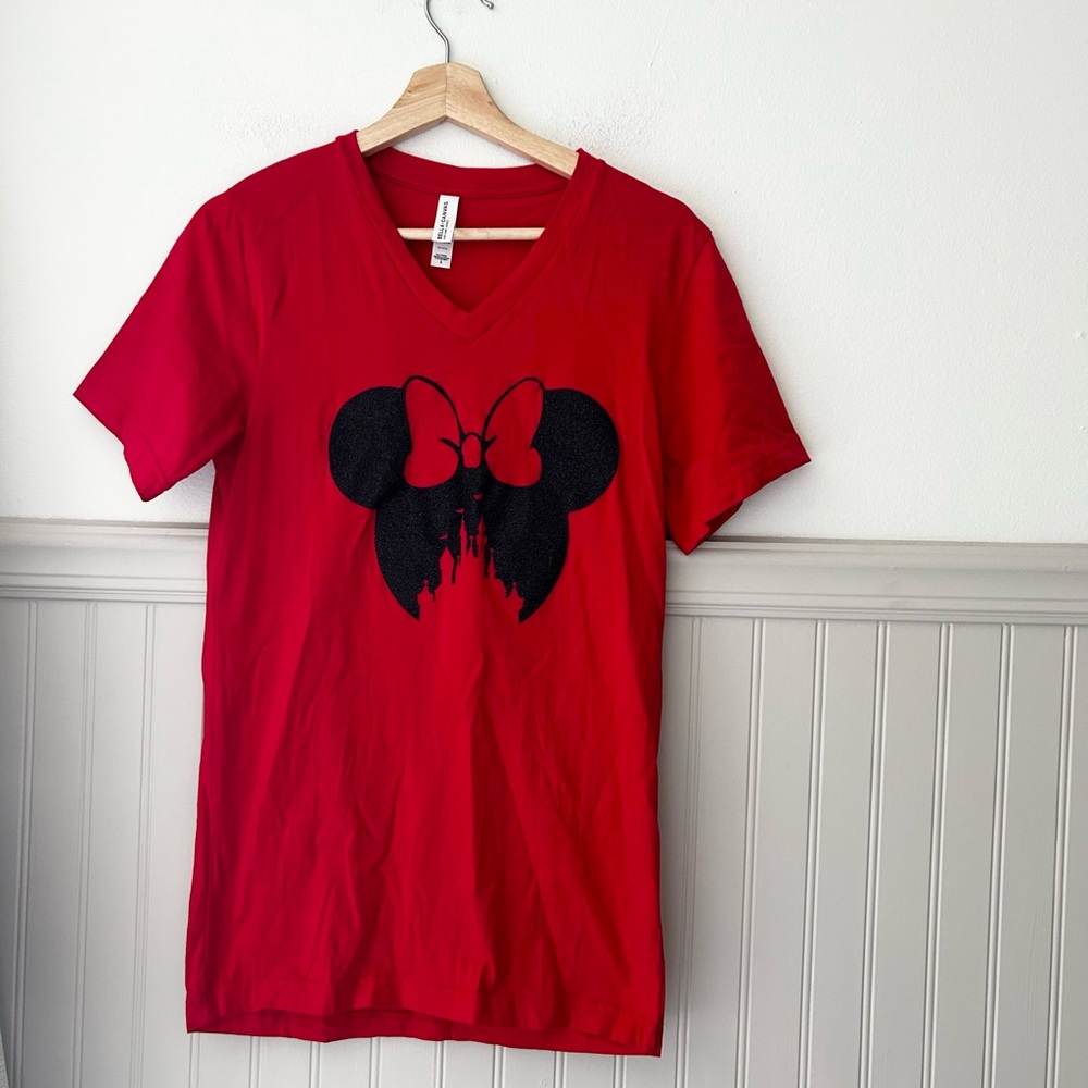 Minnie Mouse Castle Small Cotton Bella Canvas Red Graphic Short Sleeve Tee